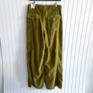Free People We The Free The Maggie Mid Rise Straight Leg Olive Green Corduroy